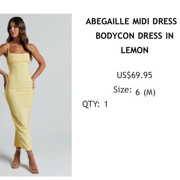 ABEGAILLE MIDI DRESS - BODYCON DRESS IN LEMON - Picture 6 of 7